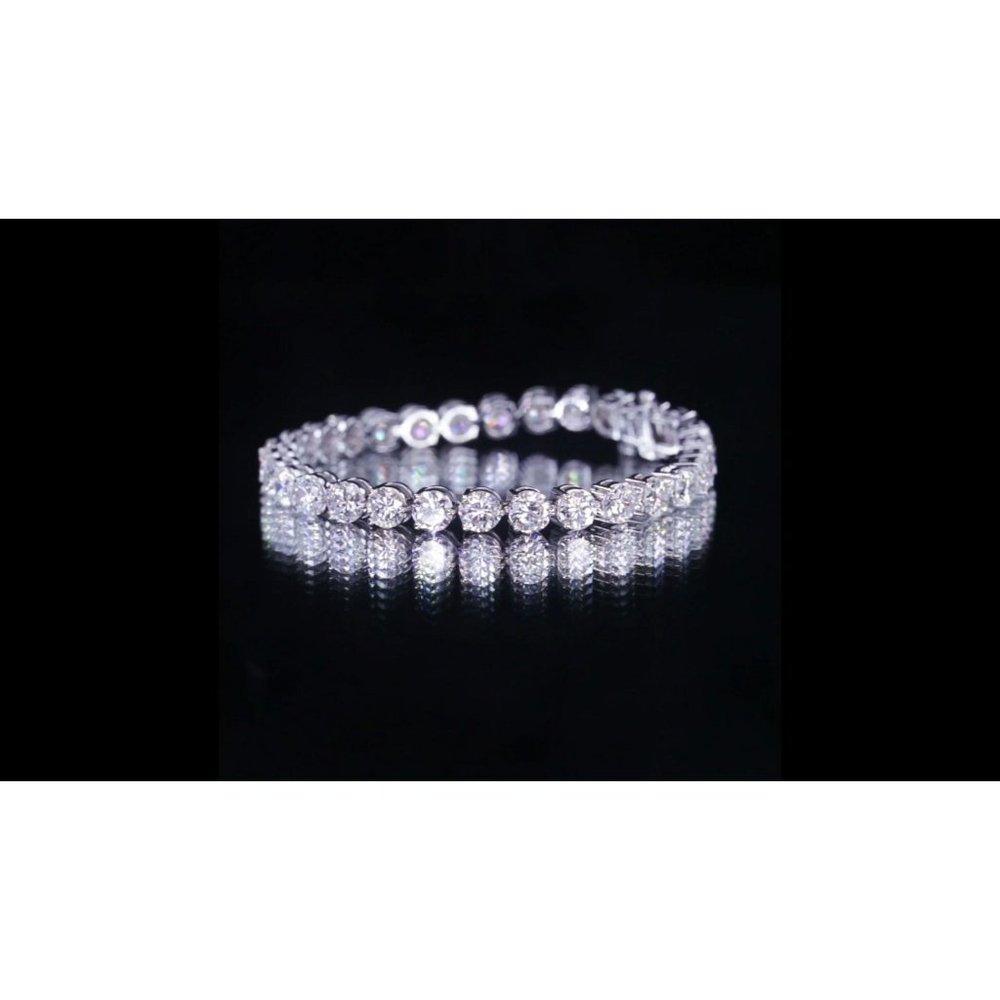 18k White Gold Round Diamond Tennis Bracelet TDW = 14.51 ct 6.75" - Picture 2 of 9